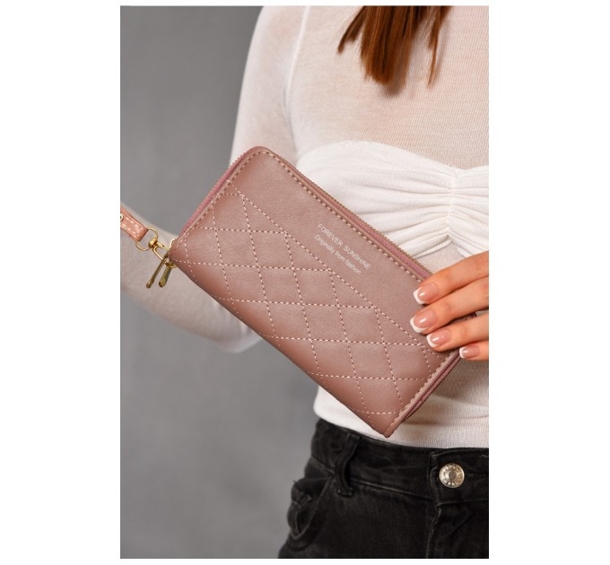 Кошелек женский из экокожи пудрового цвета 193660L
