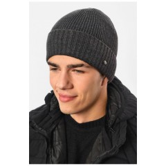 Мужская шапка на флисе серого цвета 193803L