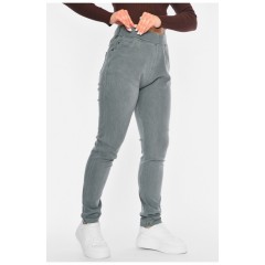 Джинси жіночі напівбатальні звужені зеленого кольору 193879L