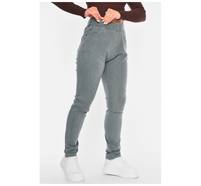 Джинси жіночі напівбатальні звужені зеленого кольору 193879L