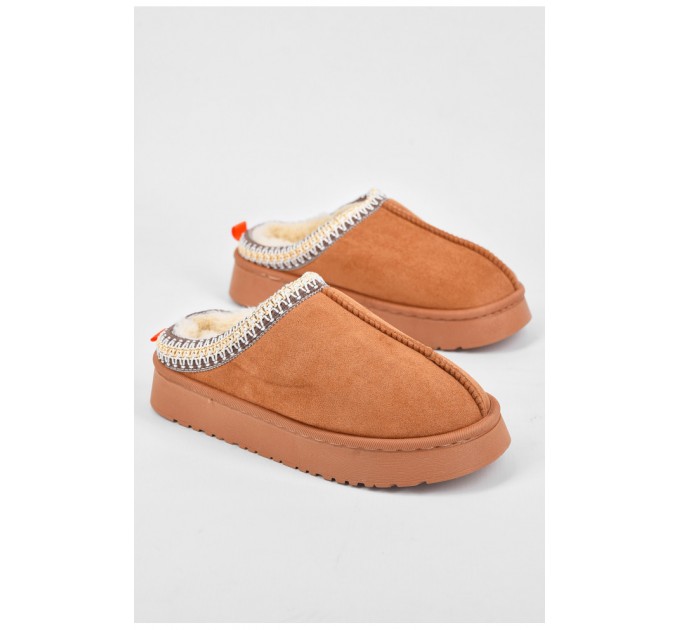 Капці-уггі дитячі штучна замша коричневого кольору 194020L