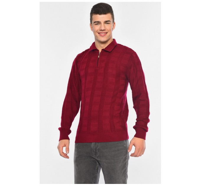 Свитер мужской однотонный бордового цвета 194054L