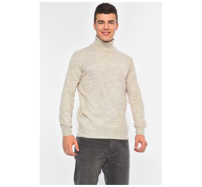 Гольф мужской однотонный светло-бежевого цвета 194079L