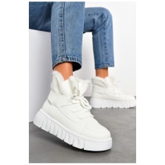 Черевики жіночі зимові білого кольору на хутрі 194114L Черевики жіночі зимові білого кольору на хутрі 194114L