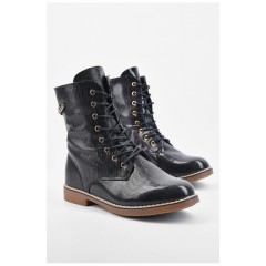 Черевики дитячі демісезон чорного кольору на шнурівці 194215L