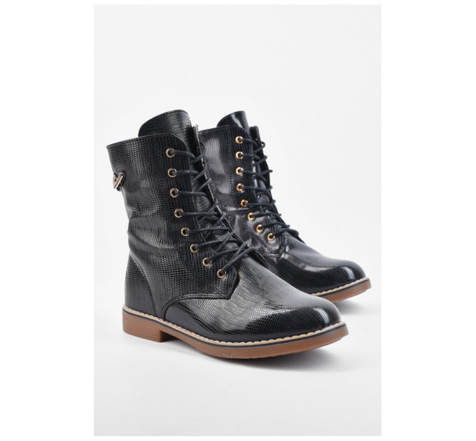 Черевики дитячі демісезон чорного кольору на шнурівці 194215L