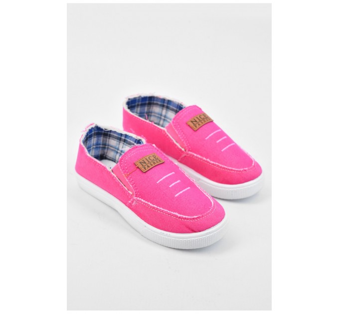 Мокасини дитячі рожевого кольору текстиль без застібки 194305L