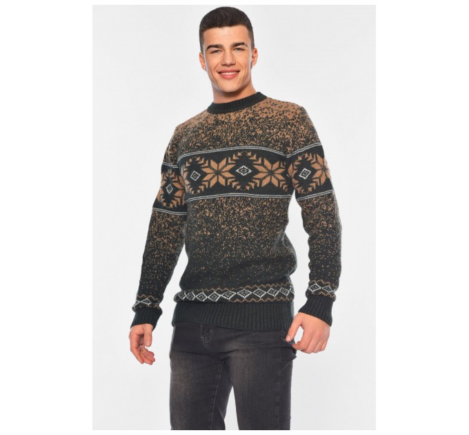 Светр чоловічий коричневого кольору з принтом 194426L