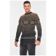 Светр чоловічий коричневого кольору з принтом 194426L Светр чоловічий коричневого кольору з принтом 194426L