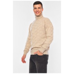 Светр чоловічий однотонний бежевого кольору 194484L