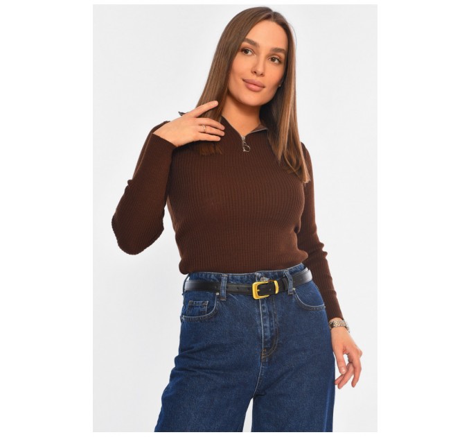 Гольф женский однотонный коричневого цвета 194559L