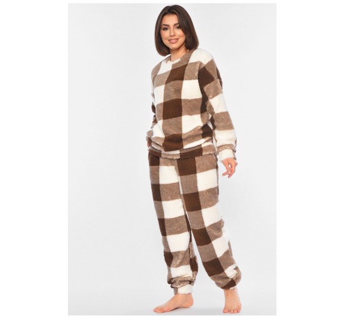 Піжама жіноча коричневого кольору в клітинку 194586L