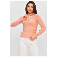 Гольф жіночий однотонний пудрового кольору 194596L