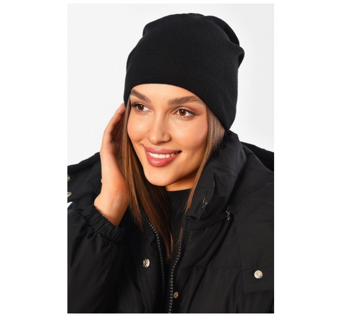 Шапка женская демисезонная черного цвета 194602L