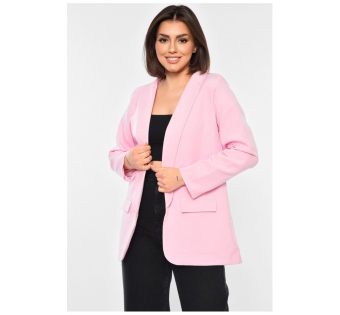 Піджак жіночий однотонний рожевого кольору 194763L