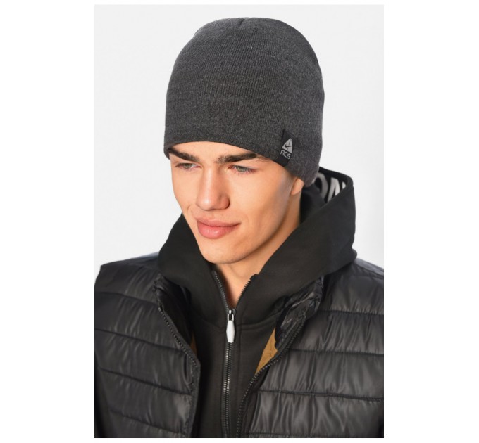 Шапка мужская на флисе серого цвета 195121L