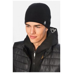 Мужская шапка на флисе черного цвета 195122L