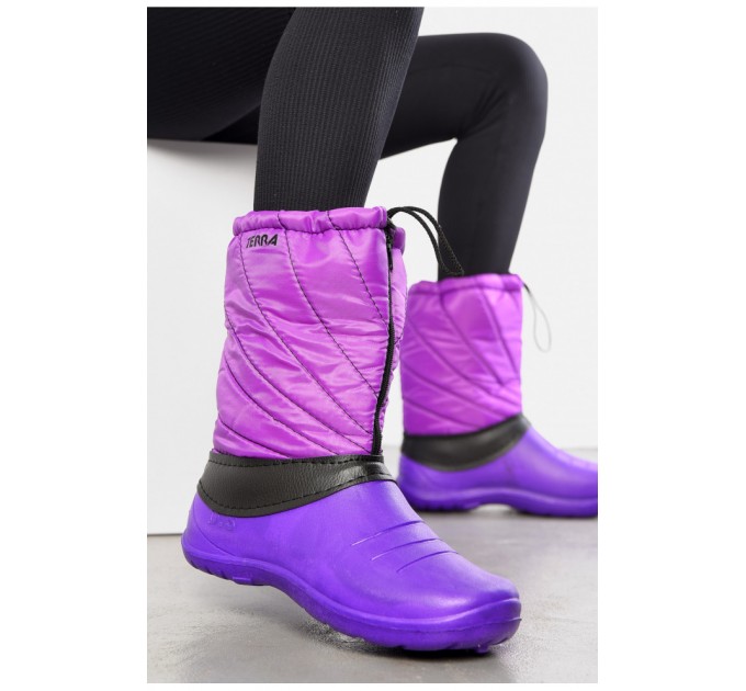 Дутики жіночі на хутрі фіолетового кольору на блискавці 195158L