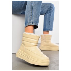 Дутики женские на меху бежевого цвета 195191L