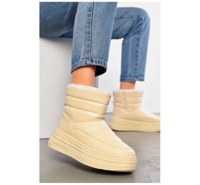 Дутики женские на меху бежевого цвета 195191L