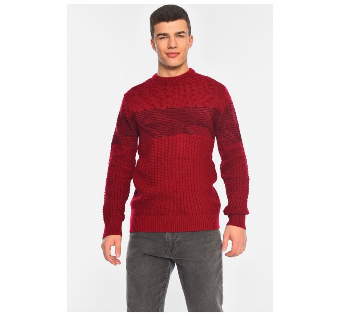 Светр чоловічий однотонний бордового кольору 195397L