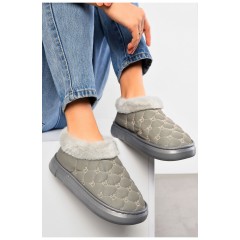 Угги женские укороченные эко кожа серого цвета 195666L