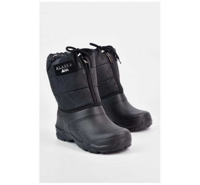 Дутики детские на искусственном меху черного цвета 195673L