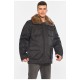 Куртка чоловіча напівбатальна єврозима з натуральним хутром чорного кольору 195688L