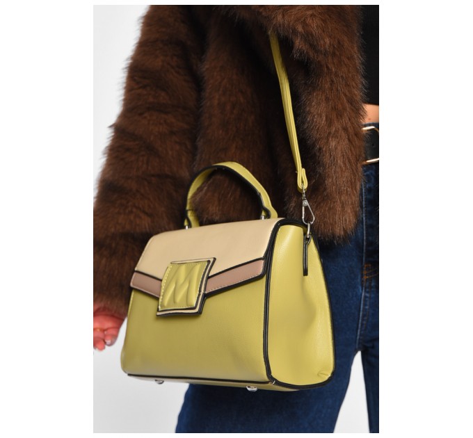 Сумка женская из экокожи оливкового цвета 195738L