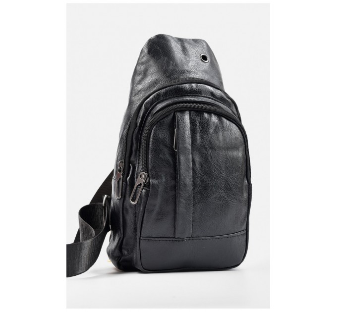 Сумка мужская через плечо из экокожи черного цвета 195753L