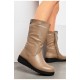 Чоботи жіночі зимові на блискавці темно-бежевого кольору 195811L