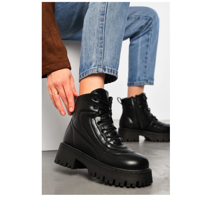 Черевики жіночі зимові на хурті чорного кольору 195814L