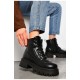 Черевики жіночі зимові на хурті чорного кольору 195814L Черевики жіночі зимові на хурті чорного кольору 195814L