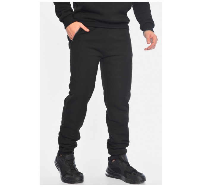 Спортивні штани чоловічі на флісі чорного кольору 196036L