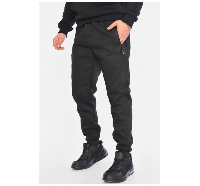 Спортивні штани чоловічі на флісі чорного кольору 196155L