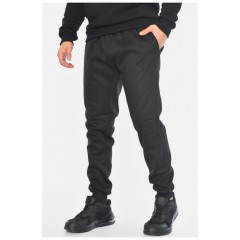 Спортивні штани чоловічі на штучному хутрі чорного кольору 196156L