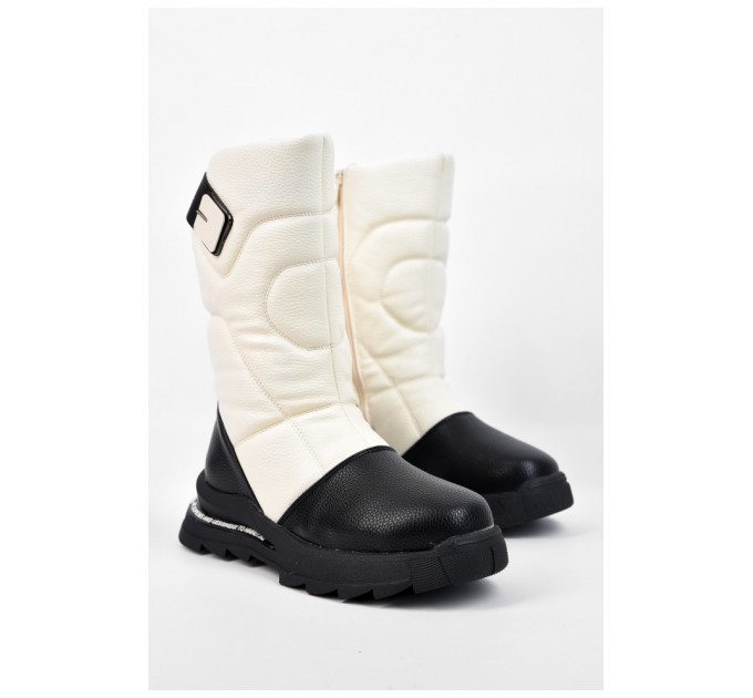 Сапоги зимние детские девочка молочного цвета 196184L