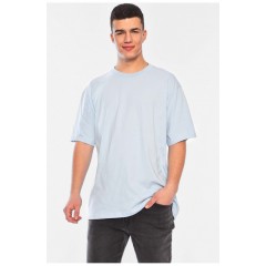 Футболка чоловіча напівбатальна однотонна блакитного кольору 197341L Футболка чоловіча напівбатальна однотонна блакитного кольору 197341L