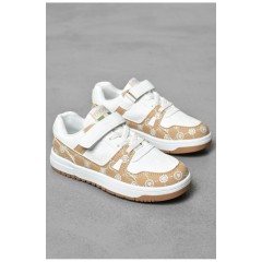 Кросівки дитячі білого кольору з бежевими вставками 198738L Кросівки дитячі білого кольору з бежевими вставками 198738L