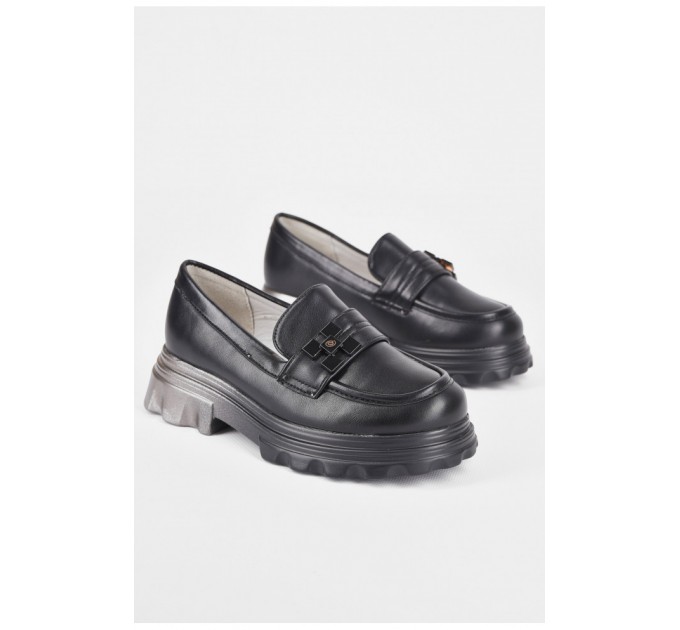 Туфлі-лофери дитячі для дівчинки чорного кольору 198950L