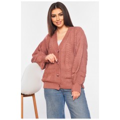 Кардиган женский однотонный темно-розового цвета 199648L