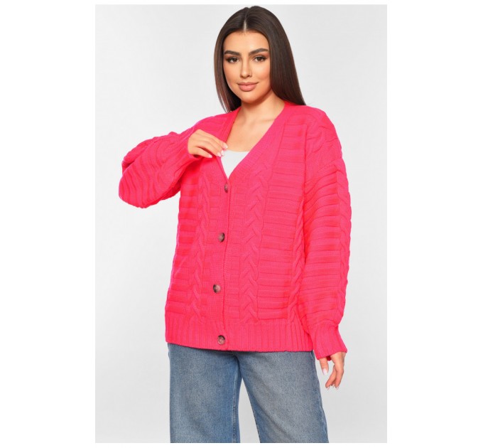 Жіночий кардиган однотонний рожевого кольору 199649L