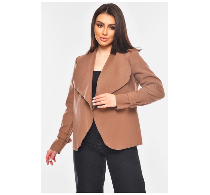 Кардиган жіночий однотонний коричневого кольору 199776L