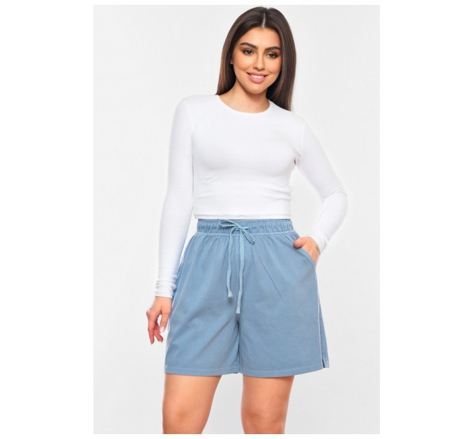 Шорты женские однотонные голубого цвета 199855L