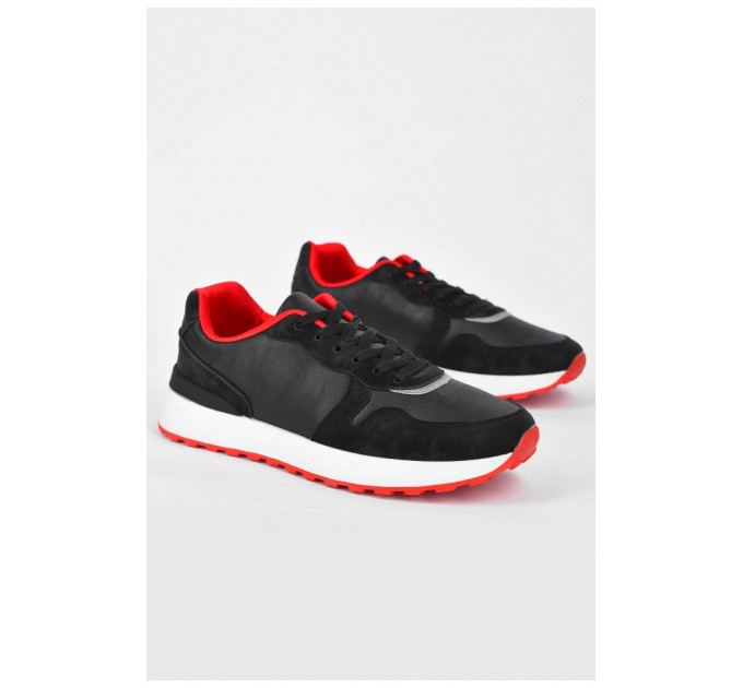 Кросівки чоловічі чорного кольору на шнурівці 200175L