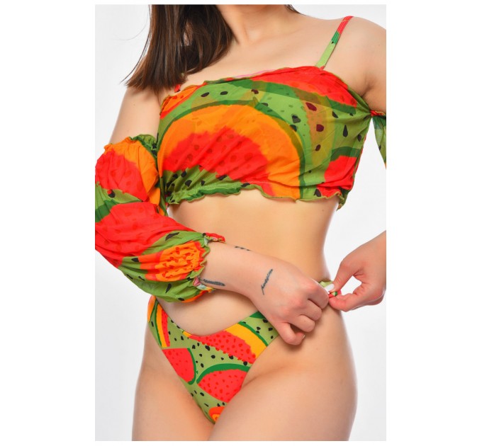 Купальник жіночий зеленого кольору з принтом 200427L