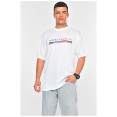 Футболка чоловіча батальна білого кольору 200463L