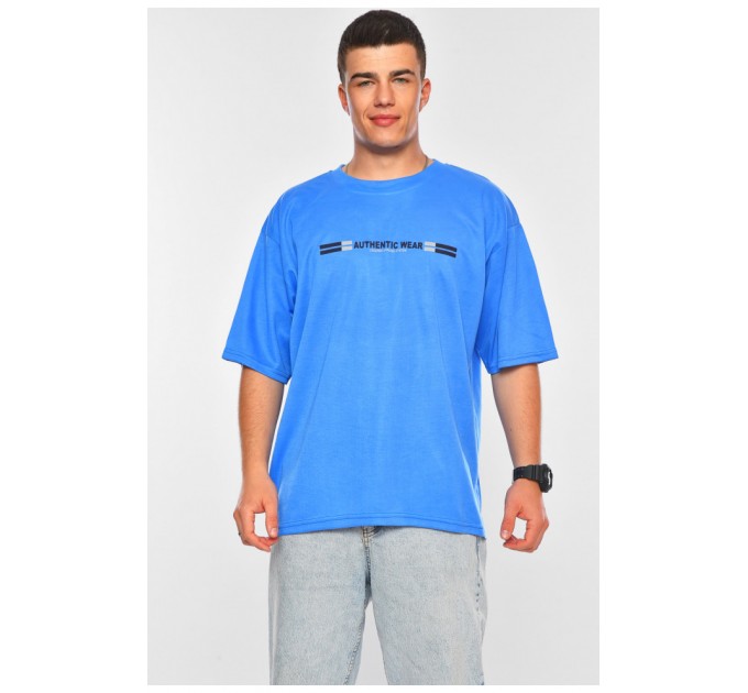 Футболка чоловіча батальна синього кольору 200468L
