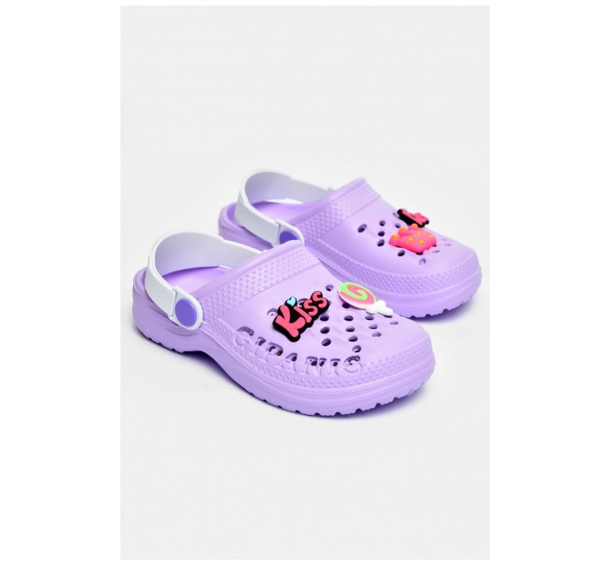 Кроксы детские для девочки лилового цвета 200480L
