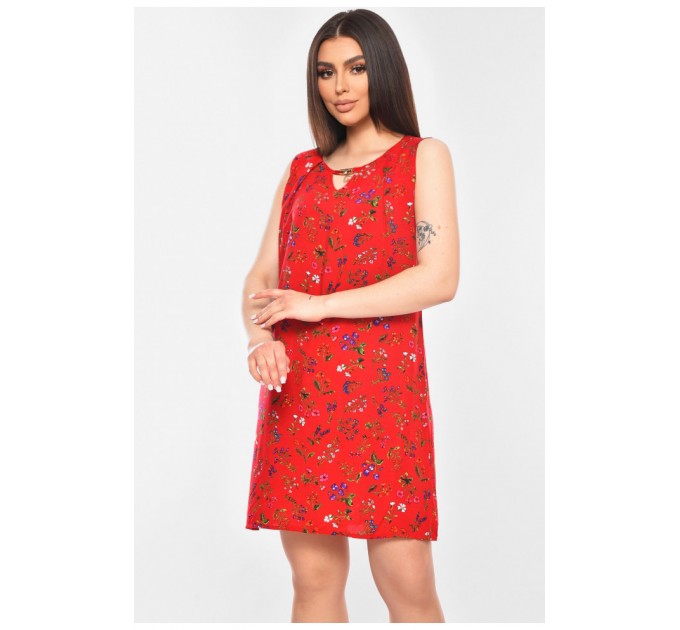 Сарафан жіночий червоного кольору з принтом 201131L